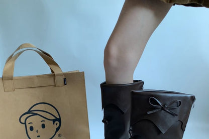 Faux Leather Platform Tall Boots