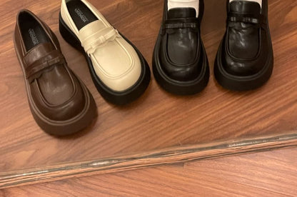 Faux Leather Plain Loafers