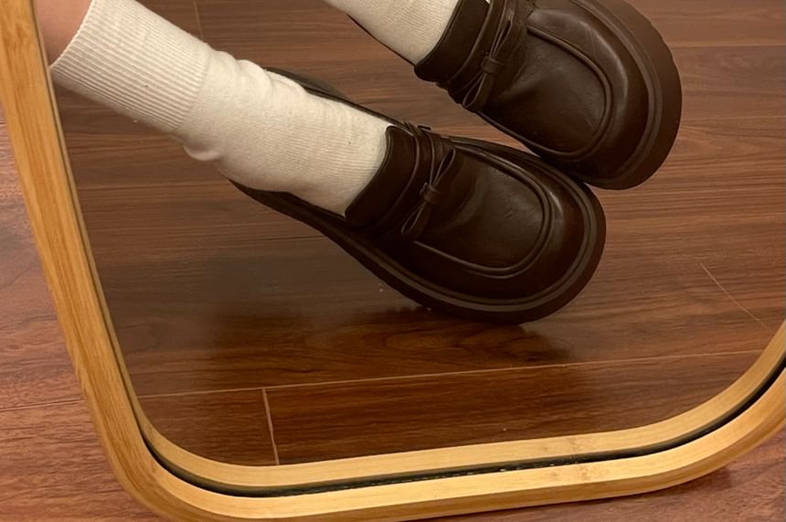 Faux Leather Plain Loafers