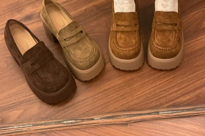 Block Heel Platform Loafers