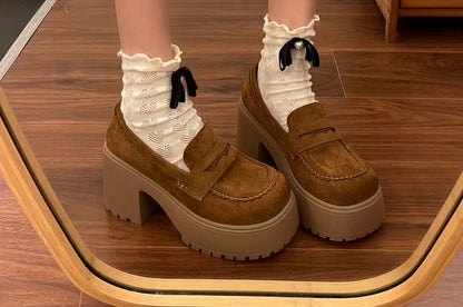 Block Heel Platform Loafers