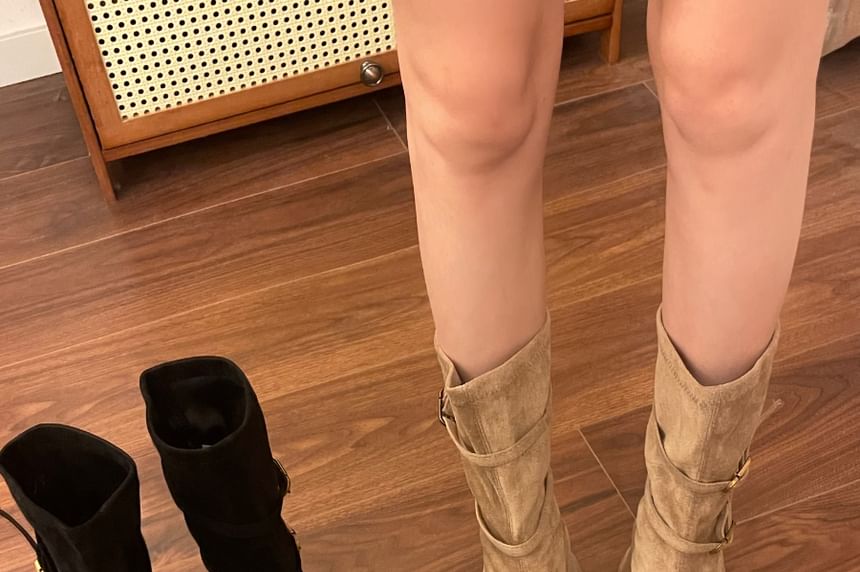 Hidden Wedge Plain Mid Calf Boots