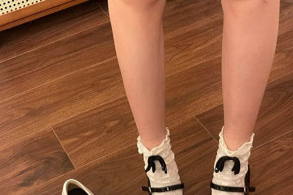 Faux Leather Block Heel Sandals