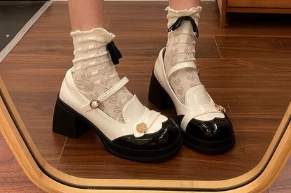 Faux Leather Block Heel Sandals