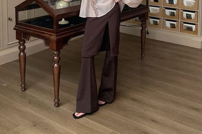 Puff-Sleeve Solid Lace-Up Blouse with Ruffled Details