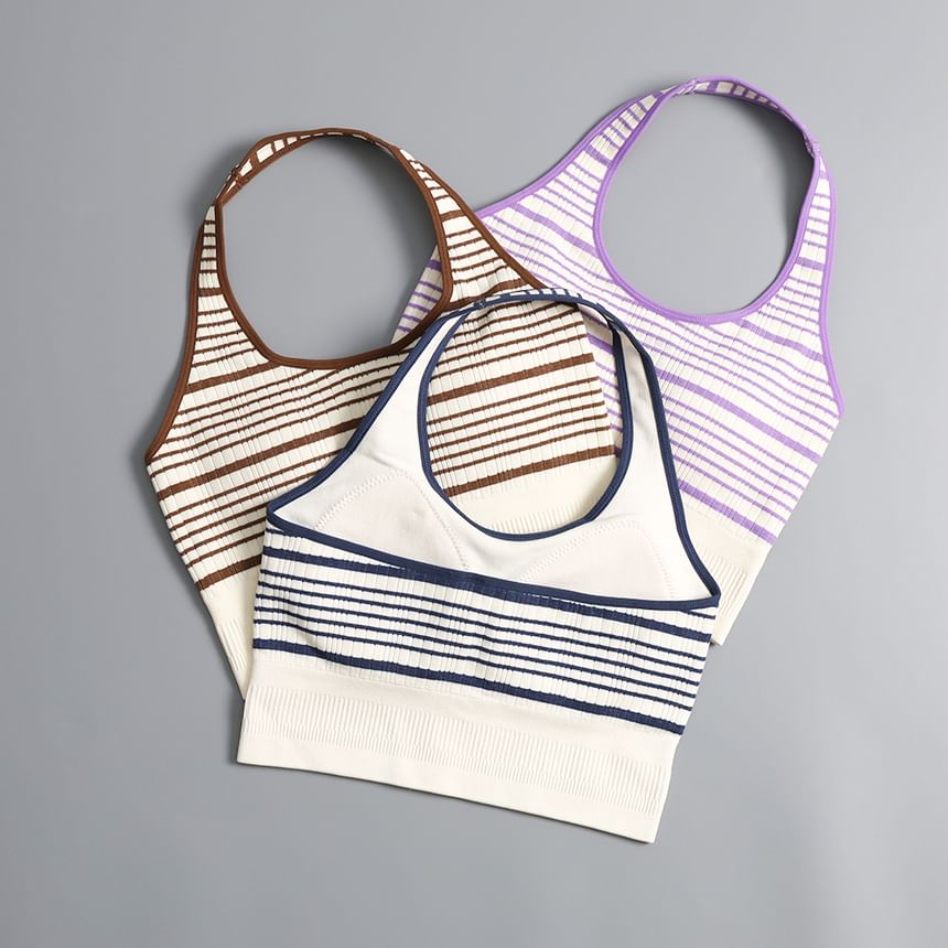 Striped Halter-Style Tank Top with Neck Tie