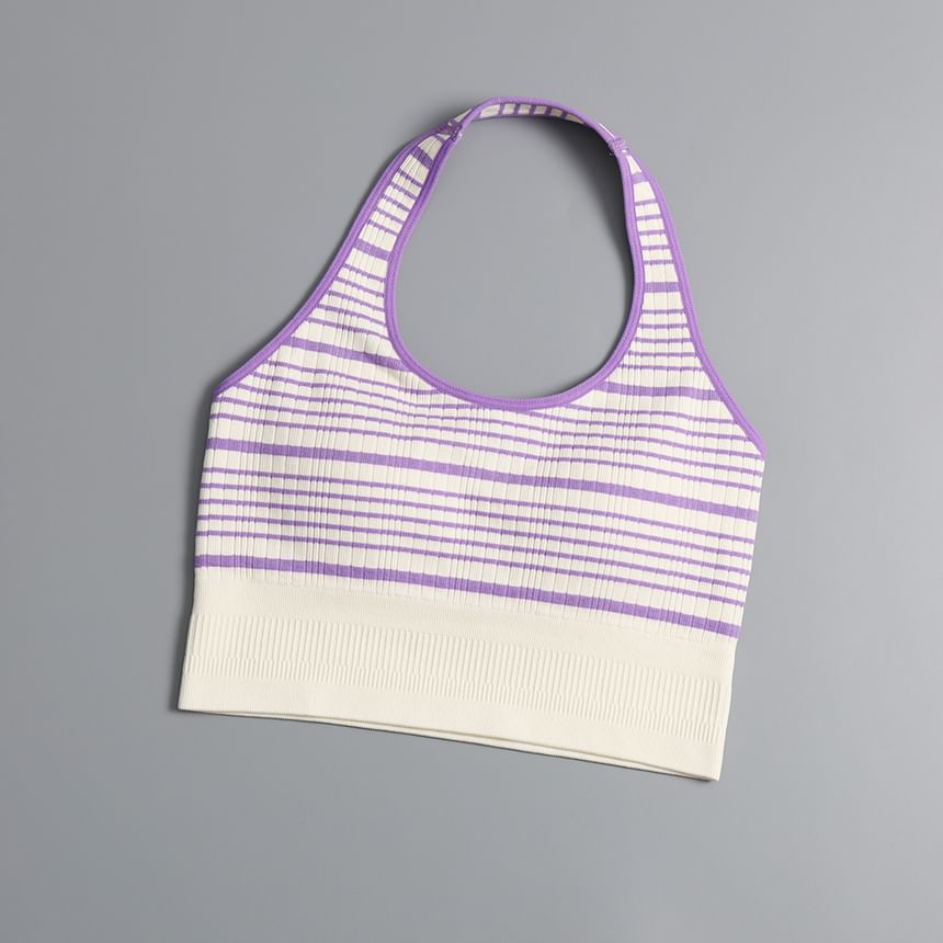 Striped Halter-Style Tank Top with Neck Tie