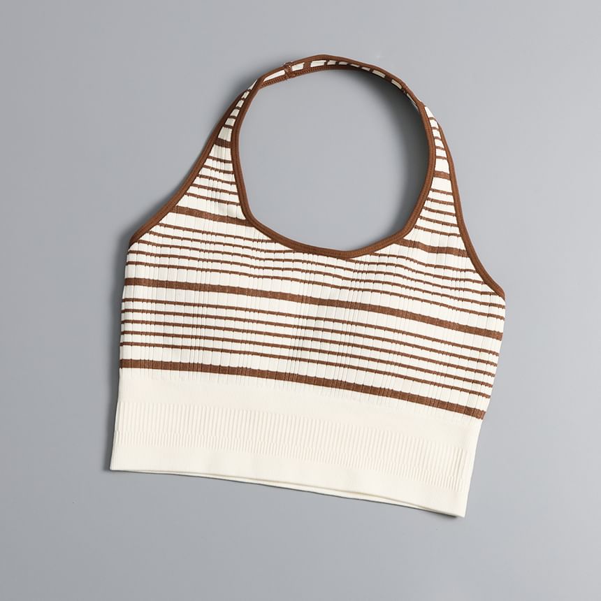 Striped Halter-Style Tank Top with Neck Tie