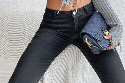 Turtleneck Distressed Solid Cropped Long-Sleeve Knit Top