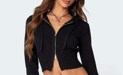 Long-Sleeve Crop Top and Low-Rise Flared Pants Set