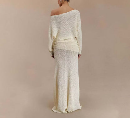 Long-Sleeve Crop Top and High-Waist Maxi Skirt Set