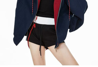 Two-Tone Zip-Up Hooded Sweatshirt