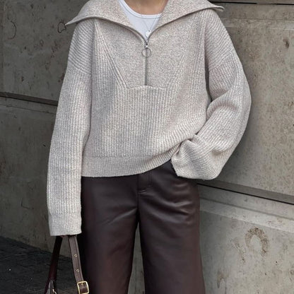 Solid Half-Zip Pullover Sweater