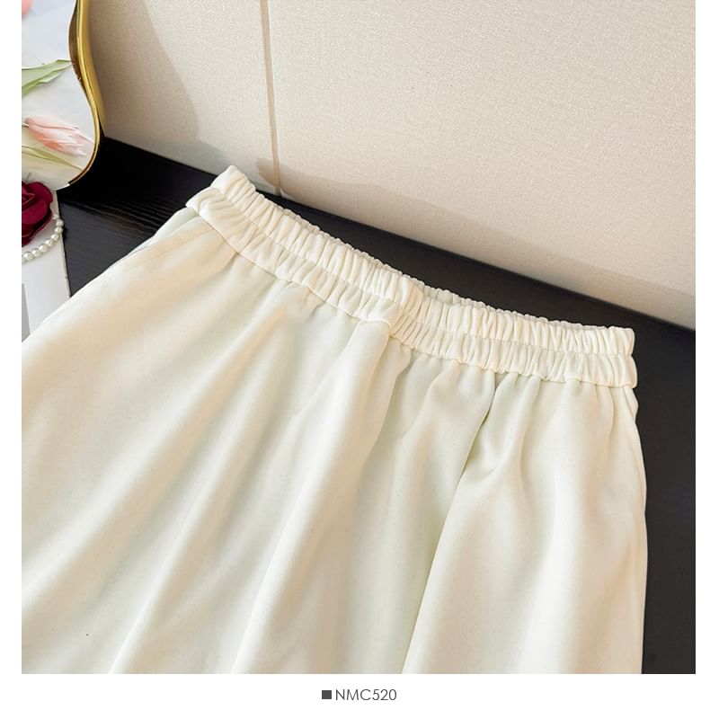High Waist Lace Trim Ruffle Hem Maxi Skirt