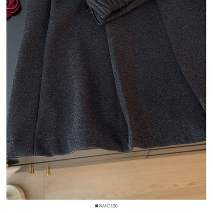 High Rise Solid Midi Pleated A-Line Skirt