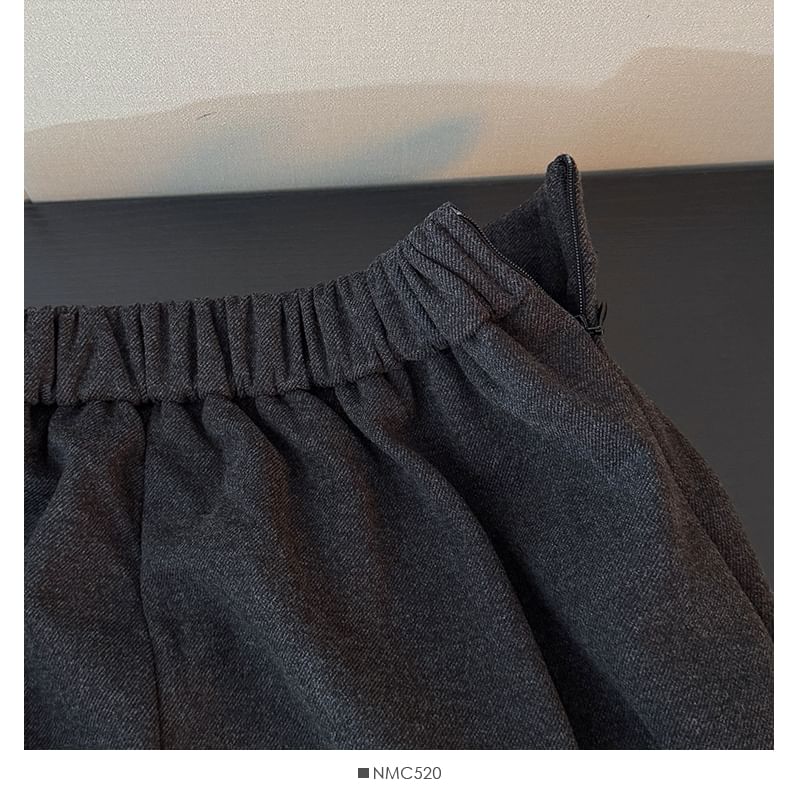 High Rise Solid Midi Pleated A-Line Skirt