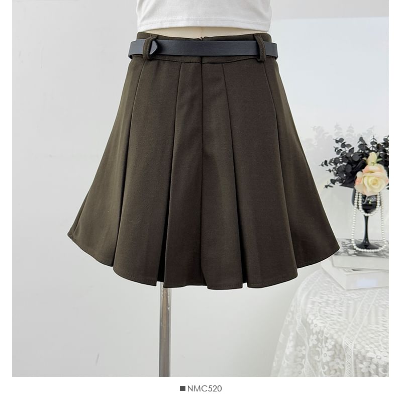 High Waist Mini Pleated A-Line Skirt