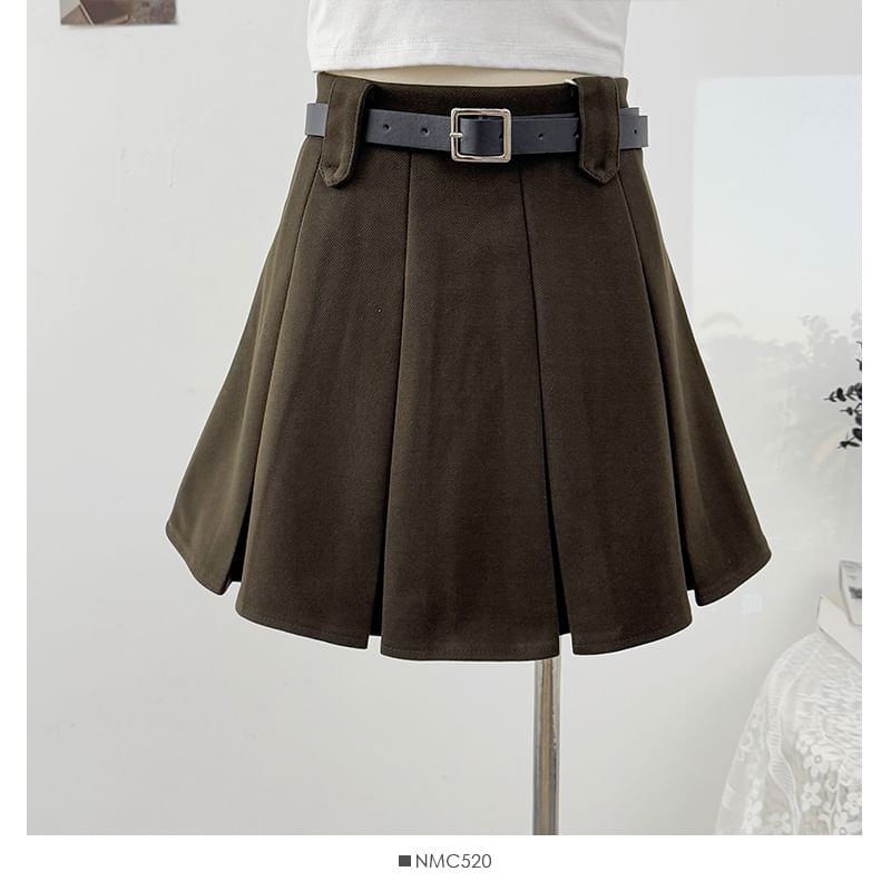 High Waist Mini Pleated A-Line Skirt