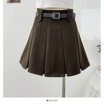 High Waist Mini Pleated A-Line Skirt