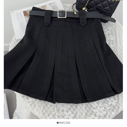 High Waist Mini Pleated A-Line Skirt