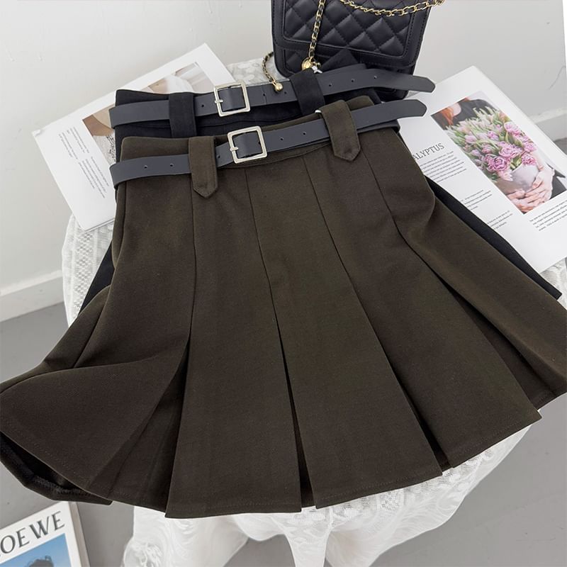 High Waist Mini Pleated A-Line Skirt