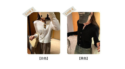 Round Neck Plain Cardigan
