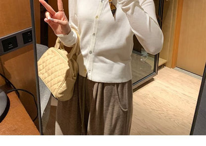 Round Neck Plain Cardigan