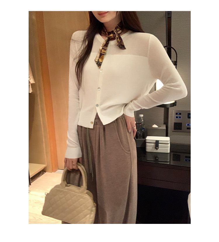 Round Neck Plain Cardigan