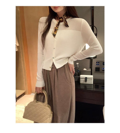 Round Neck Plain Cardigan