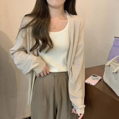 Plain Open Front Cardigan