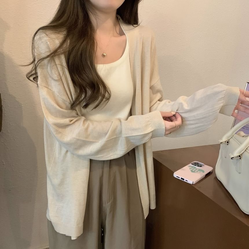 Plain Open Front Cardigan