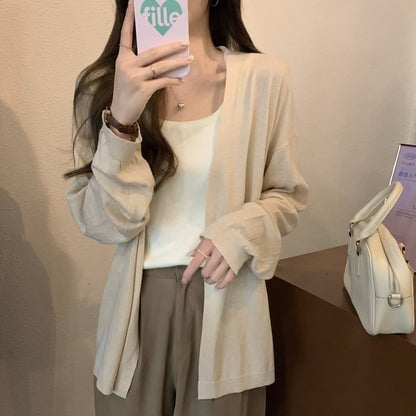 Plain Open Front Cardigan