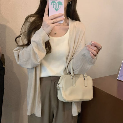 Plain Open Front Cardigan