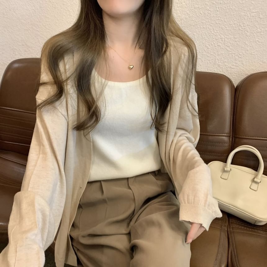 Plain Open Front Cardigan