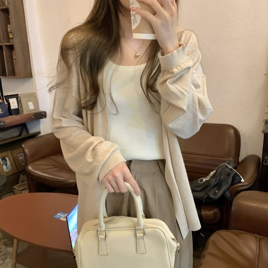 Plain Open Front Cardigan