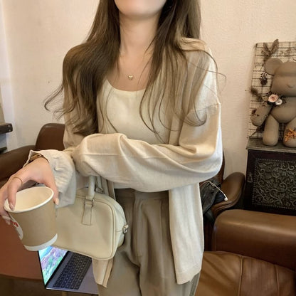 Plain Open Front Cardigan