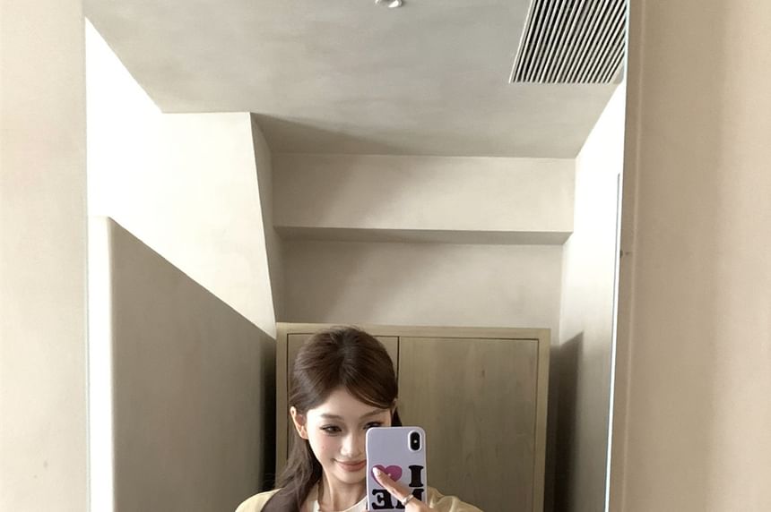 Contrast Collar Barn Jacket & Pleated Mini A-Line Skirt