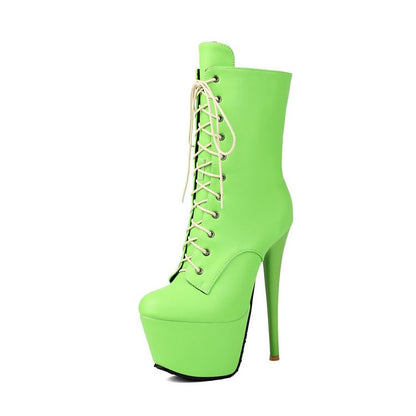 Platform Lace Up Stiletto Short Boots