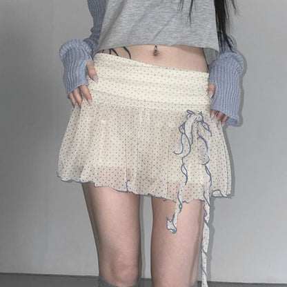 Polka Dot Low Rise Mini Skirt