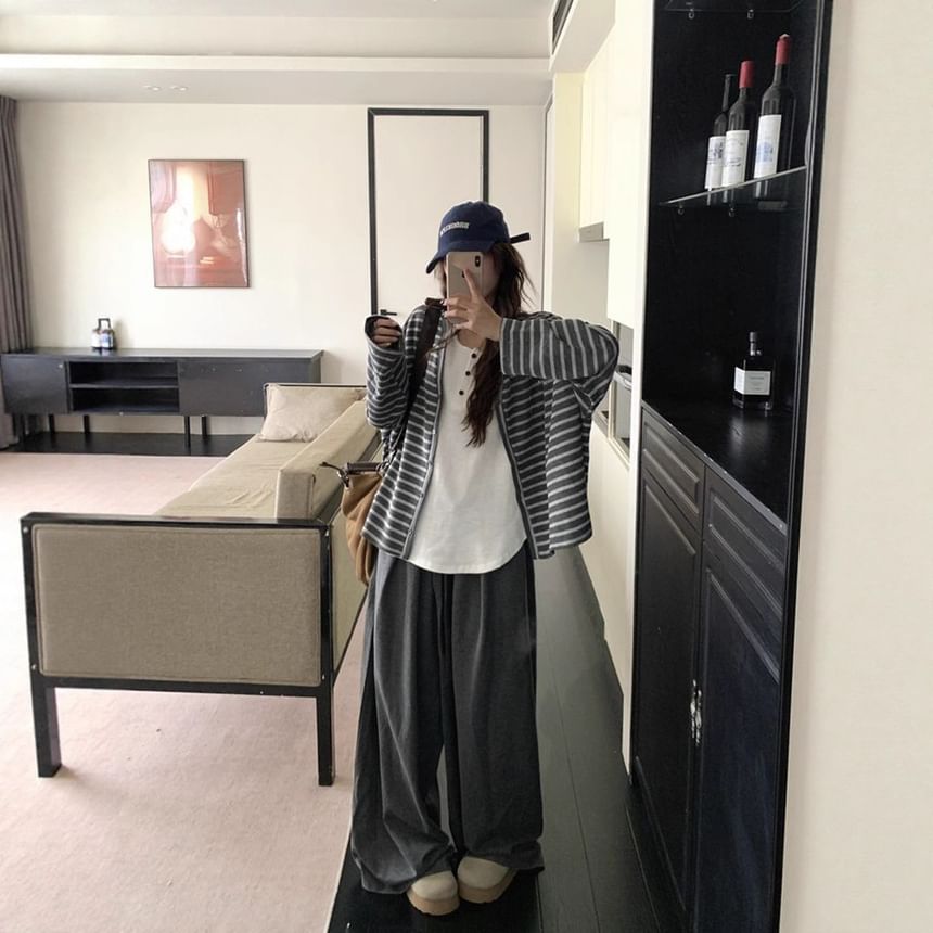 V-Neck Striped Cardigan