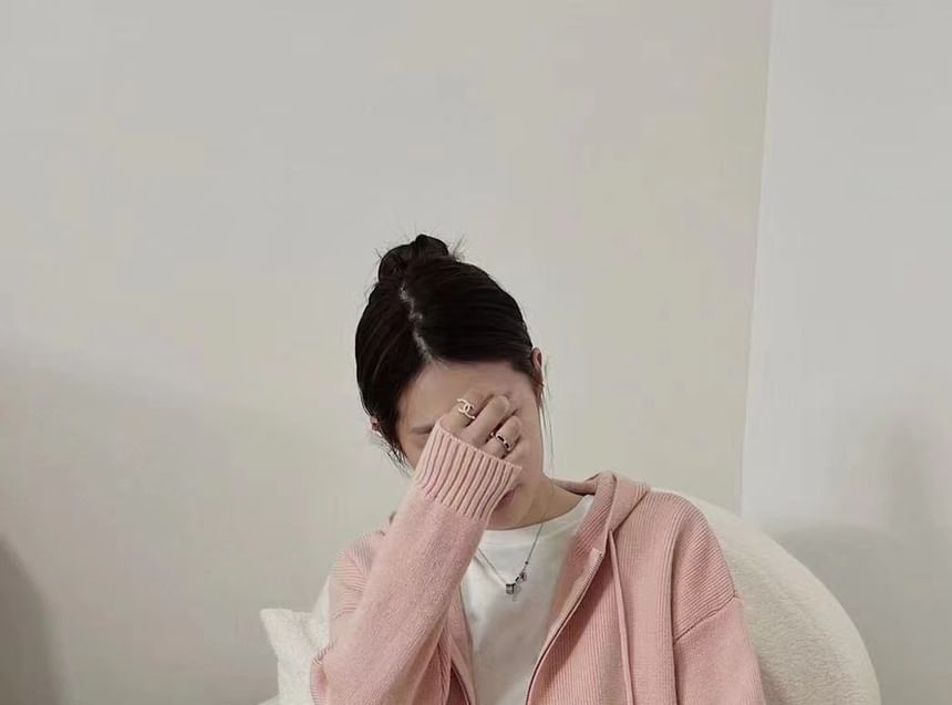 Set: Zip-Up Cardigan + High Waist Plain Maxi Skirt