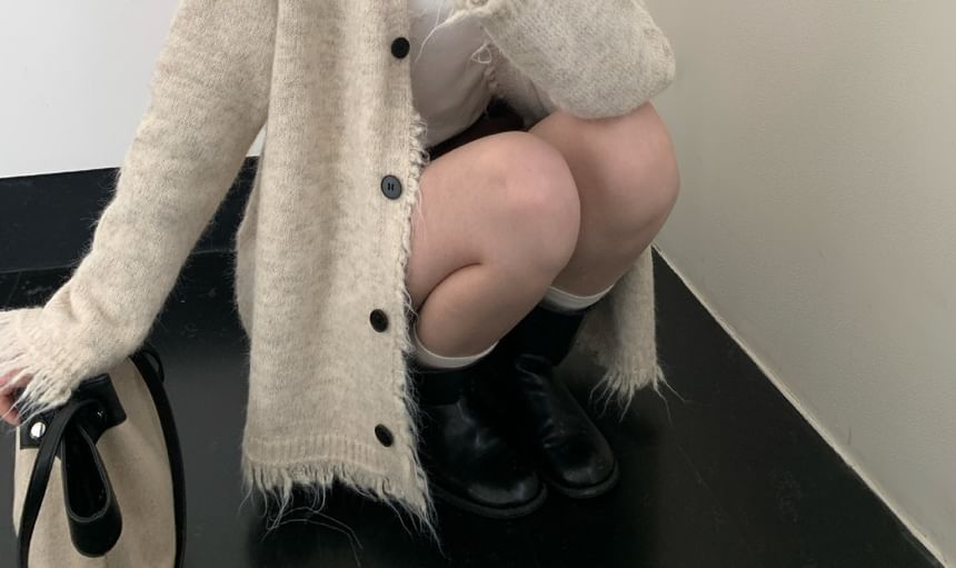 Frayed Plain Cardigan