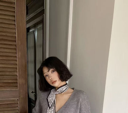 Set: V-Neck Plain Cardigan + Mid Rise Hot Pants