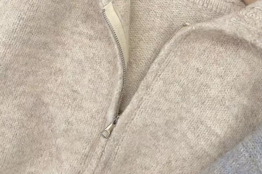 Double Zip Plain Cardigan