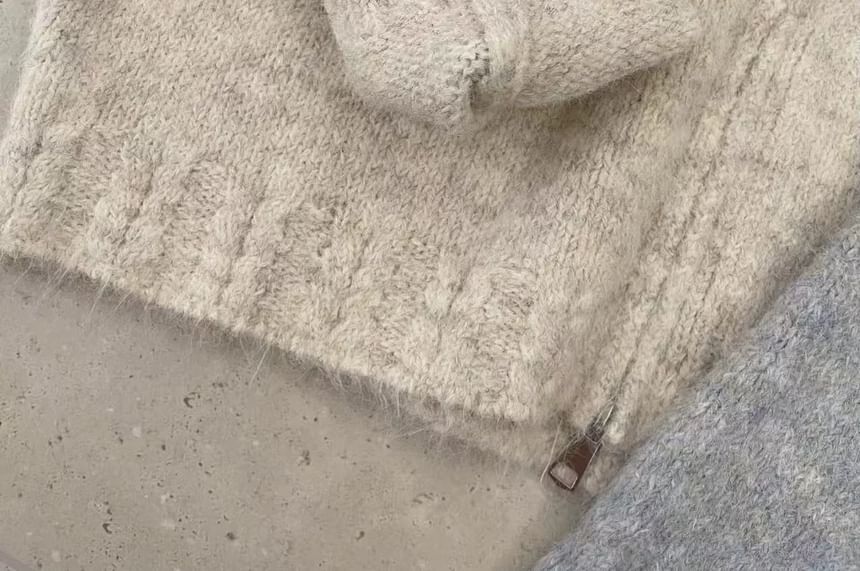 Double Zip Plain Cardigan
