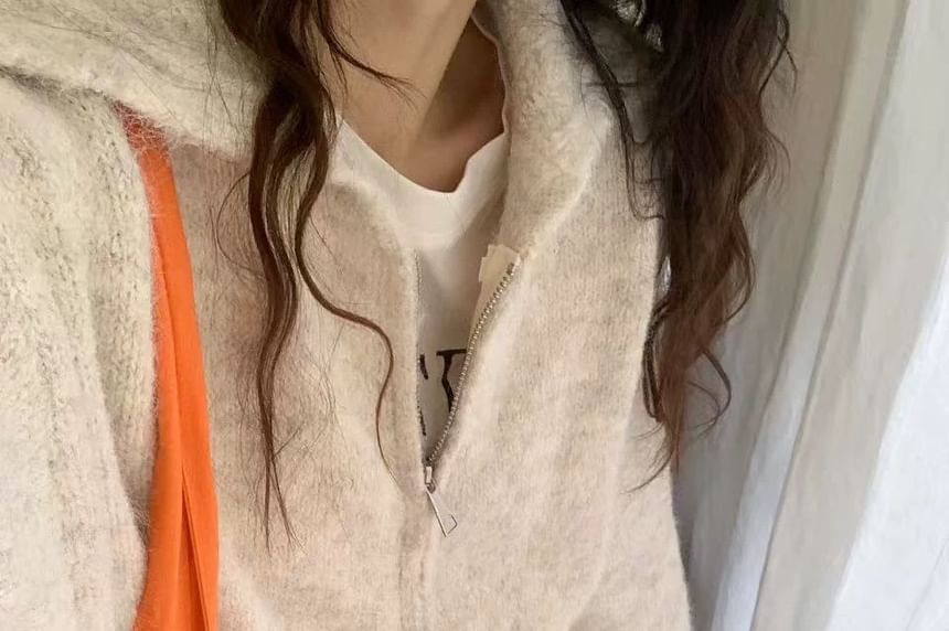 Double Zip Plain Cardigan
