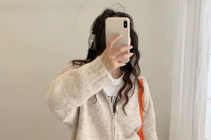 Double Zip Plain Cardigan