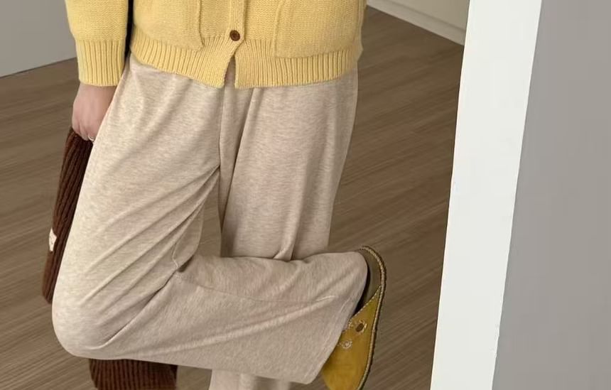 Collared Plain Button-Up Cardigan