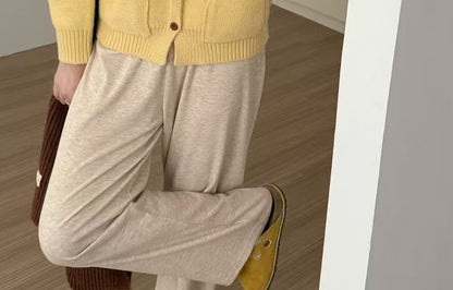 Collared Plain Button-Up Cardigan