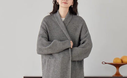 Open Front Plain Long Cardigan